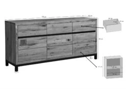 Credenza In Legno Di Quercia Selvatica 175x45x85 Quercia Naturale Oliato VILLANDERS #108 -Massivmoebel24 48 312 200 0008 08