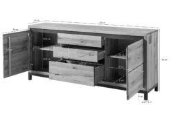 VILLANDERS #251 Credenza In Legno Di Quercia Selvatica - Oliato / Bianco 190x45x85 -Massivmoebel24 48 312 200 0051 8