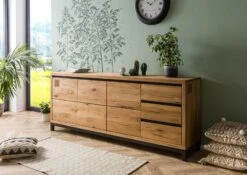 Credenza In Legno Di Quercia Selvatica 210x45x85 Quercia Naturale Oliato VILLANDERS #152 -Massivmoebel24 48 312 200 0052 1