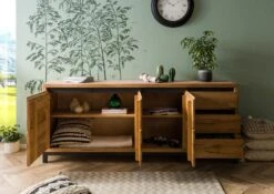 Credenza In Legno Di Quercia Selvatica 210x45x85 Quercia Naturale Oliato VILLANDERS #152 -Massivmoebel24 48 312 200 0052 4