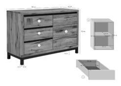 Credenza In Legno Di Quercia Selvatica 120x45x85 Bianco Oliato VILLANDERS #210 -Massivmoebel24 48 312 200 1010 08