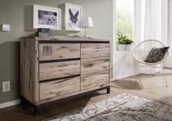 Credenza In Legno Di Quercia Selvatica 120x45x85 Bianco Oliato VILLANDERS #210