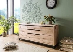 VILLANDERS #251 Credenza In Legno Di Quercia Selvatica - Oliato / Bianco 190x45x85