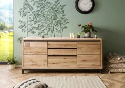 VILLANDERS #251 Credenza In Legno Di Quercia Selvatica - Oliato / Bianco 190x45x85 -Massivmoebel24 48 312 200 1051 3