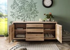 VILLANDERS #251 Credenza In Legno Di Quercia Selvatica - Oliato / Bianco 190x45x85 -Massivmoebel24 48 312 200 1051 4