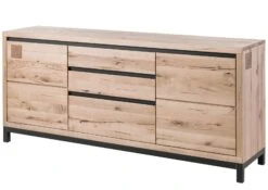 VILLANDERS #251 Credenza In Legno Di Quercia Selvatica - Oliato / Bianco 190x45x85 -Massivmoebel24 48 312 200 1051 9