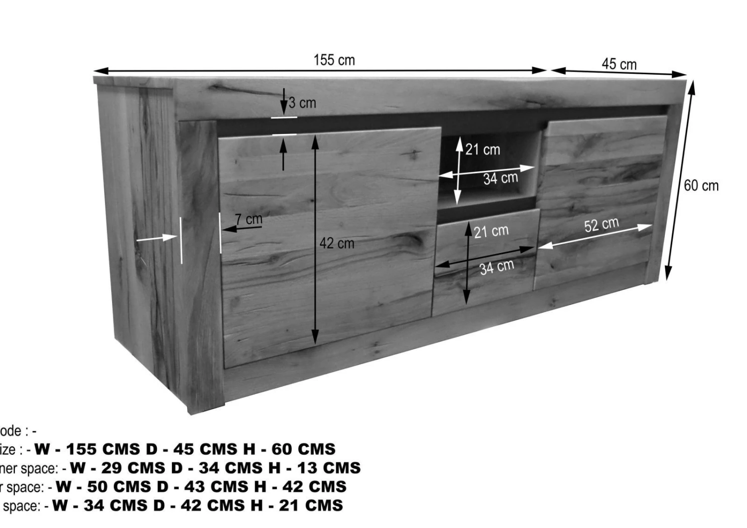 Mobile TV In Legno Di Quercia Selvatica/ Cerro 155x45x60 Bianco Oliato MONTREUX #314 8 Mobile TV In Legno Di Quercia Selvatica/ Cerro 155x45x60 Bianco Oliato MONTREUX #314 - immagine 6