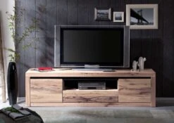Mobile TV In Legno Di Quercia Selvatica/ Cerro 202x42x55 Bianco Oliato MONTREUX #205 -Massivmoebel24 48 313 100 1005 3