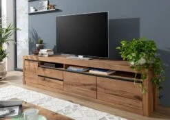 Mobile TV In Legno Di Quercia Selvatica/ Cerro 260x50x60 Tabacco Marrone Oliato MONTREUX #241