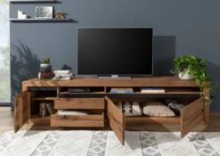 Mobile TV In Legno Di Quercia Selvatica/ Cerro 260x50x60 Tabacco Marrone Oliato MONTREUX #241 -Massivmoebel24 48 313 100 2041 4