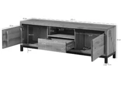 Mobile TV In Legno Di Quercia Selvatica 170x40x56 Quercia Naturale Oliato VILLANDERS #113 -Massivmoebel24 48 313 200 0013 8