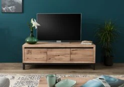 Mobile TV In Legno Di Quercia Selvatica 153x55x54 Bianco Oliato VILLANDERS #250 -Massivmoebel24 48 313 200 1050 3