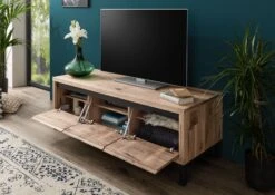 Mobile TV In Legno Di Quercia Selvatica 153x55x54 Bianco Oliato VILLANDERS #250 -Massivmoebel24 48 313 200 1050 4