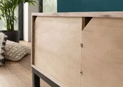 Mobile TV In Legno Di Quercia Selvatica 153x55x54 Bianco Oliato VILLANDERS #250 -Massivmoebel24 48 313 200 1050 7