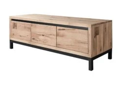 Mobile TV In Legno Di Quercia Selvatica 153x55x54 Bianco Oliato VILLANDERS #250 -Massivmoebel24 48 313 200 1050 9