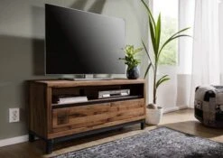 Mobile TV In Legno Di Quercia Selvatica 120x40x56 Tabacco Marrone Oliato VILLANDERS #312