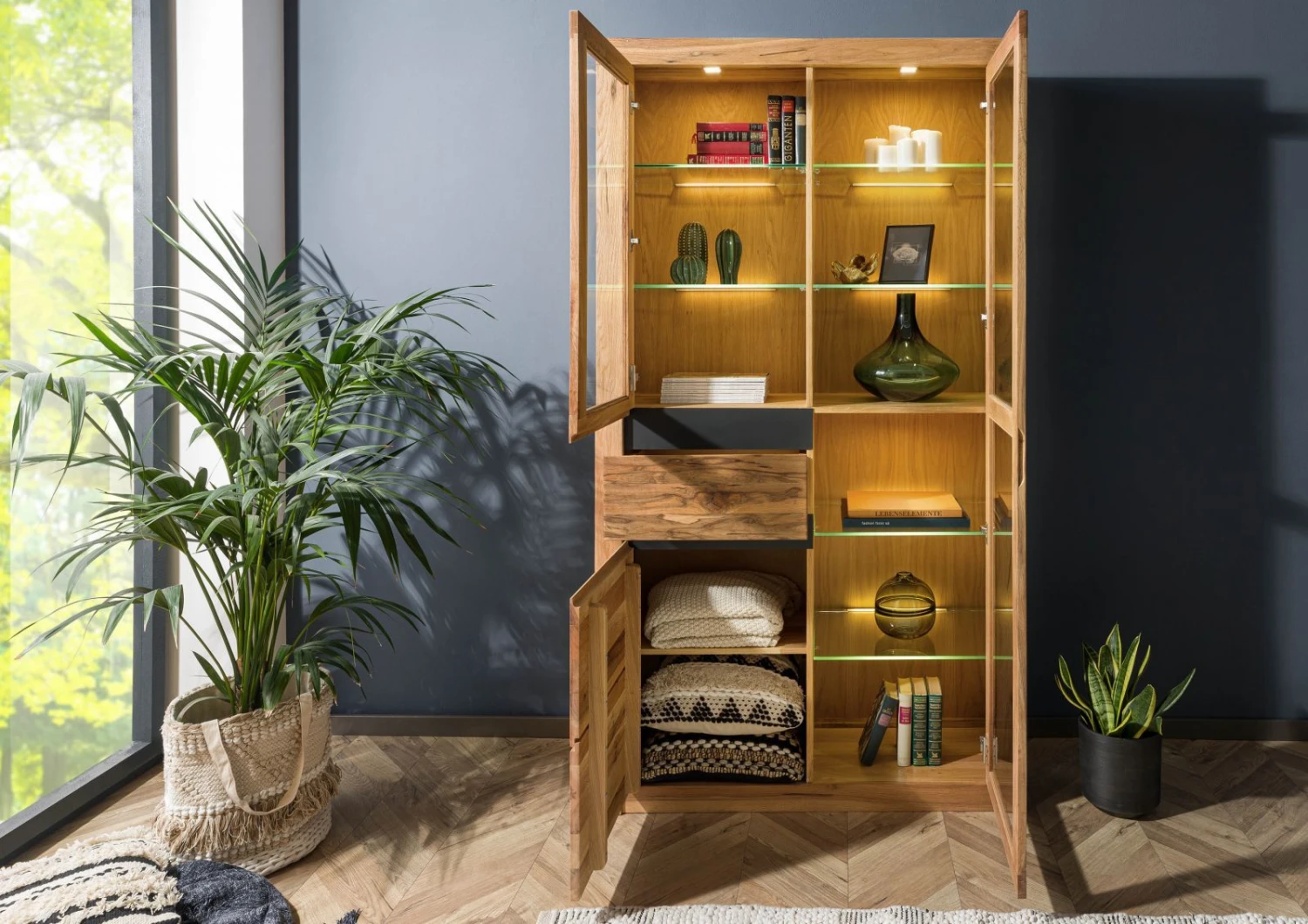 Vetrina In Legno Di Quercia Selvatica/ Cerro 110x42x200 Quercia Naturale Oliato MONTREUX #118 6 Vetrina In Legno Di Quercia Selvatica/ Cerro 110x42x200 Quercia Naturale Oliato MONTREUX #118 - immagine 4