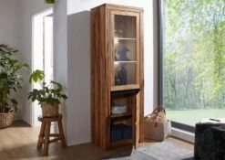 Vetrina In Legno Di Quercia Selvatica/ Cerro 62x42x191 Quercia Naturale Oliato MONTREUX #120 -Massivmoebel24 48 320 100 0020 4