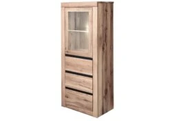 Vetrina In Legno Di Quercia Selvatica/ Cerro 62x42x150 Bianco Oliato MONTREUX #222 -Massivmoebel24 48 320 100 1022 9