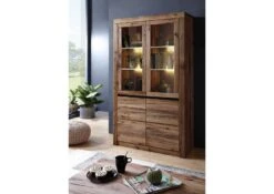 Vetrina In Legno Di Quercia Selvatica/ Cerro 105x42x190 Tabacco Marrone Oliato MONTREUX #301