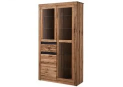 Vetrina In Legno Di Quercia Selvatica/ Cerro 110x42x200 Tabacco Marrone Oliato MONTREUX #318 -Massivmoebel24 48 320 100 2018 9