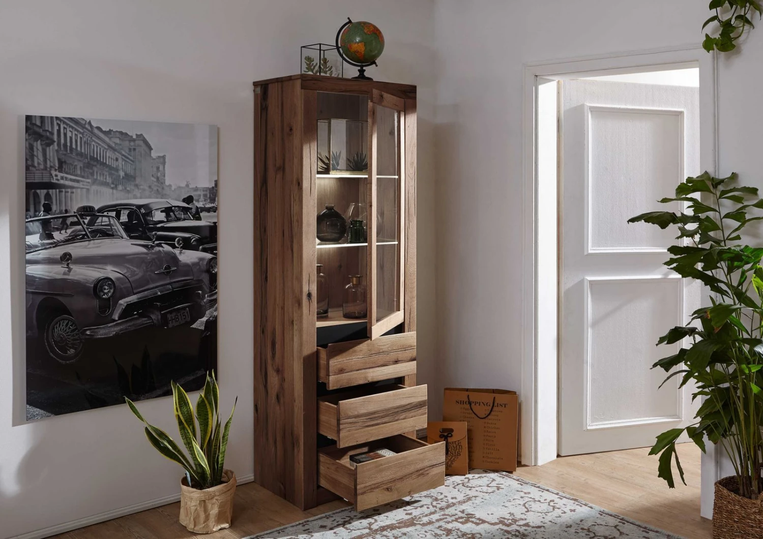 Vetrina In Legno Di Quercia Selvatica/ Cerro 62x42x190 Tabacco Marrone Oliato MONTREUX #321 4 Vetrina In Legno Di Quercia Selvatica/ Cerro 62x42x190 Tabacco Marrone Oliato MONTREUX #321 - immagine 2