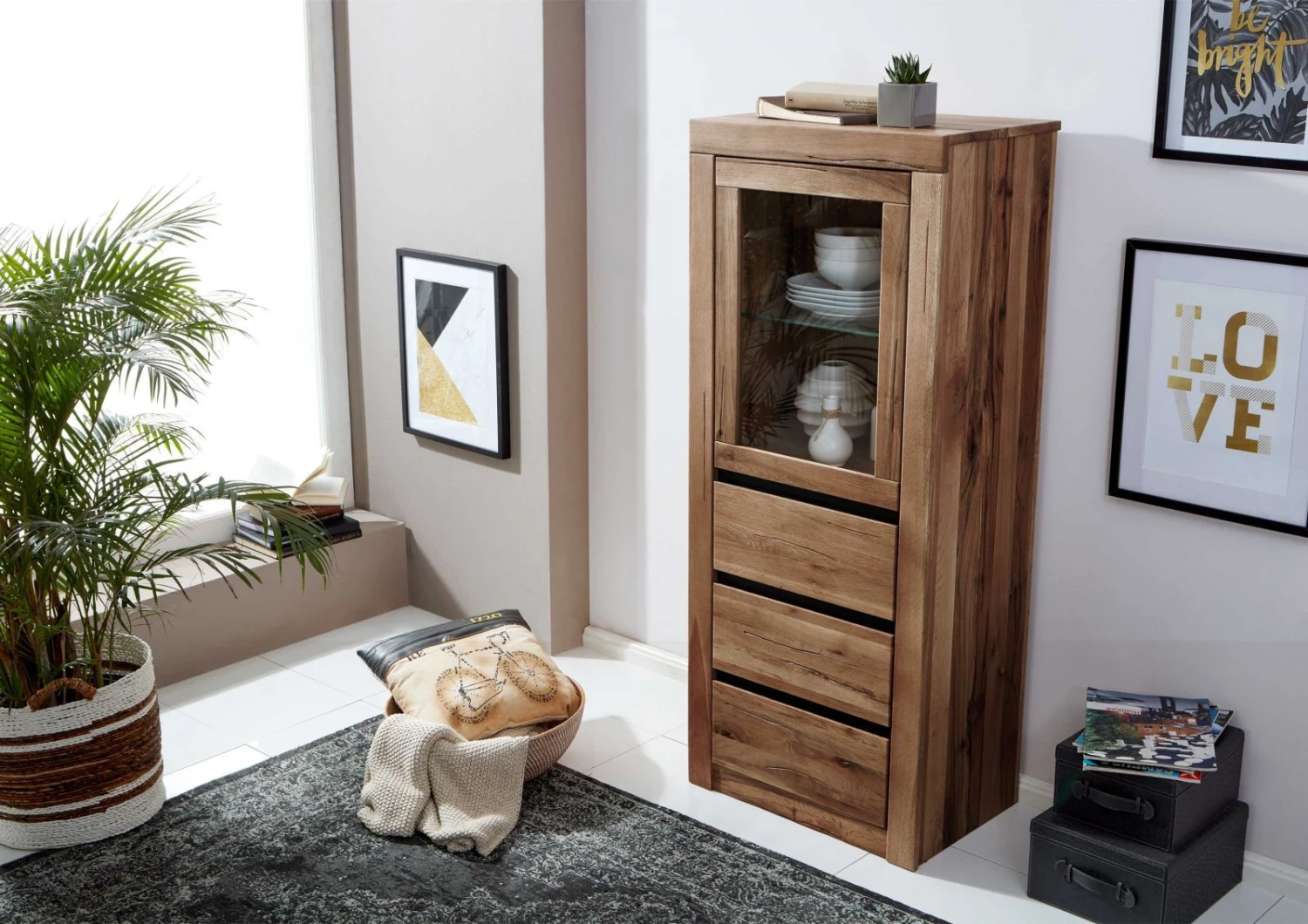 Vetrina In Legno Di Quercia Selvatica/ Cerro 62x42x150 Tabacco Marrone Oliato MONTREUX #322 4 Vetrina In Legno Di Quercia Selvatica/ Cerro 62x42x150 Tabacco Marrone Oliato MONTREUX #322 - immagine 2