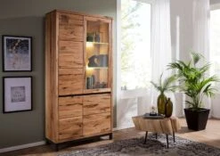 Vetrina In Legno Di Quercia Selvatica 103x40x205 Quercia Naturale Oliato VILLANDERS #101