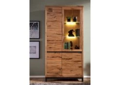 Vetrina In Legno Di Quercia Selvatica 103x40x205 Quercia Naturale Oliato VILLANDERS #101 -Massivmoebel24 48 320 200 0001 03