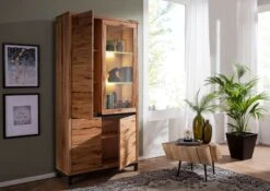 Vetrina In Legno Di Quercia Selvatica 103x40x205 Quercia Naturale Oliato VILLANDERS #101 -Massivmoebel24 48 320 200 0001 04