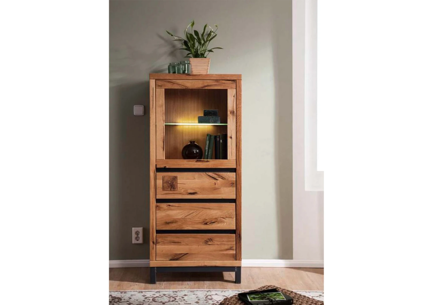 Vetrina In Legno Di Quercia Selvatica 65x40x148 Quercia Naturale Oliato VILLANDERS #103 5 Vetrina In Legno Di Quercia Selvatica 65x40x148 Quercia Naturale Oliato VILLANDERS #103 - immagine 3