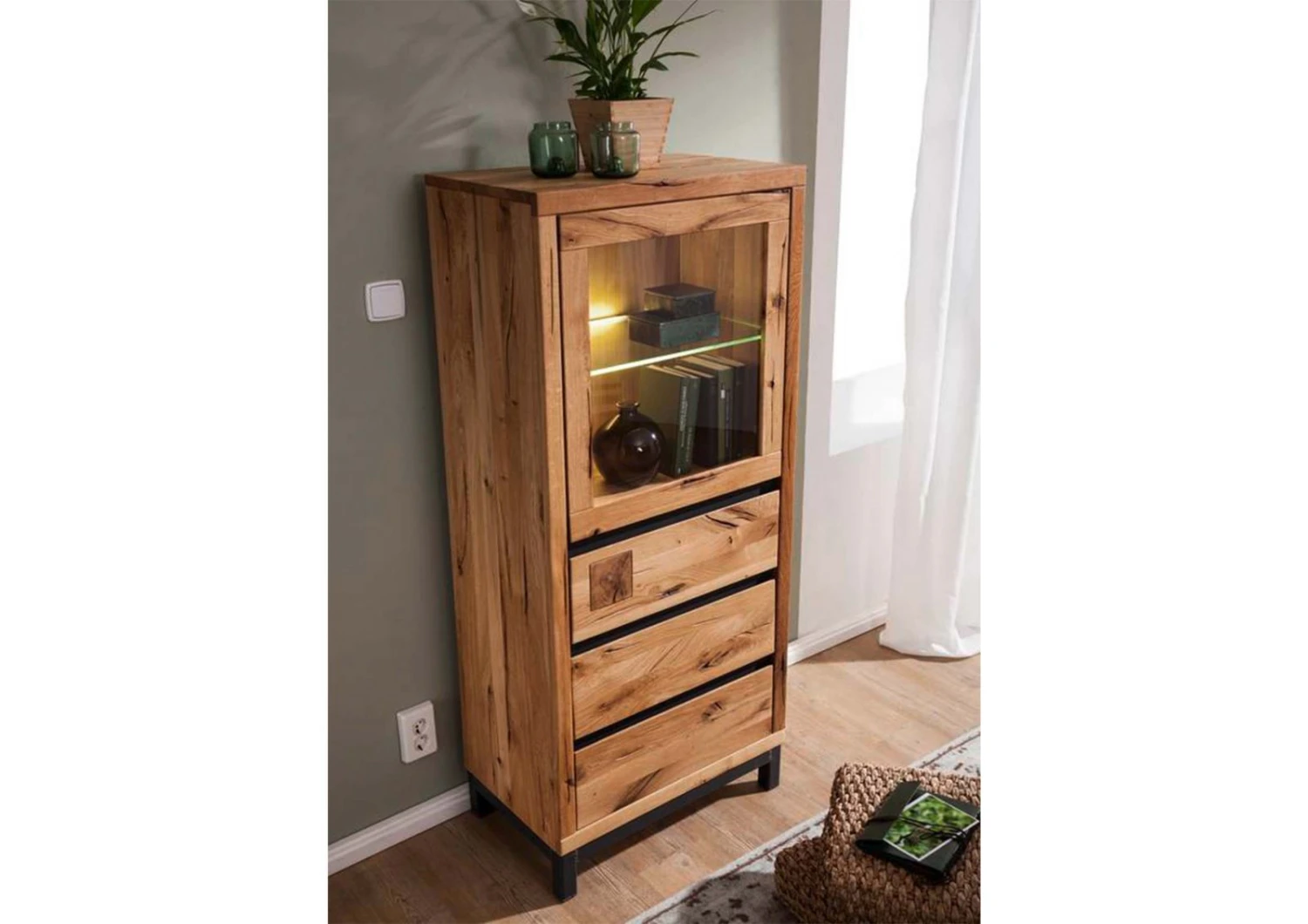 Vetrina In Legno Di Quercia Selvatica 65x40x148 Quercia Naturale Oliato VILLANDERS #103 6 Vetrina In Legno Di Quercia Selvatica 65x40x148 Quercia Naturale Oliato VILLANDERS #103 - immagine 4