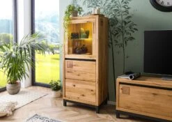 Vetrina In Legno Di Quercia Selvatica 65x40x148 Quercia Naturale Oliato VILLANDERS #104