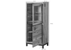 Vetrina In Legno Di Quercia Selvatica 65x40x148 Quercia Naturale Oliato VILLANDERS #104 -Massivmoebel24 48 320 200 0004 8