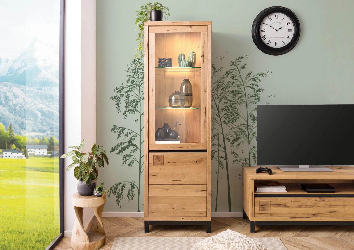 Vetrina In Legno Quercia Selvatica - Oliato / Natur 65x40x205 VILLANDERS #146 4 Vetrina In Legno Quercia Selvatica - Oliato / Natur 65x40x205 VILLANDERS #146 - immagine 2