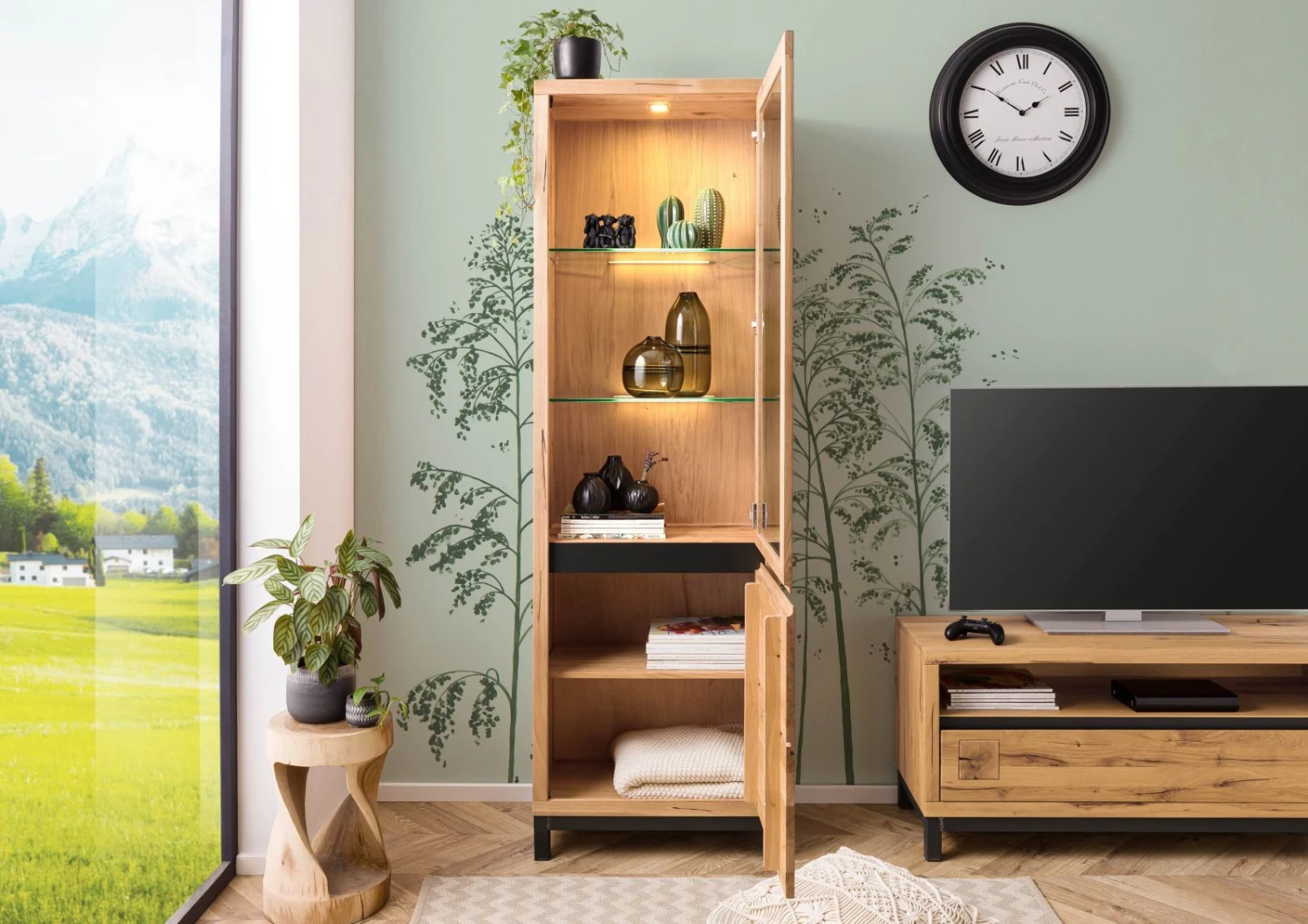 Vetrina In Legno Quercia Selvatica - Oliato / Natur 65x40x205 VILLANDERS #146 5 Vetrina In Legno Quercia Selvatica - Oliato / Natur 65x40x205 VILLANDERS #146 - immagine 3