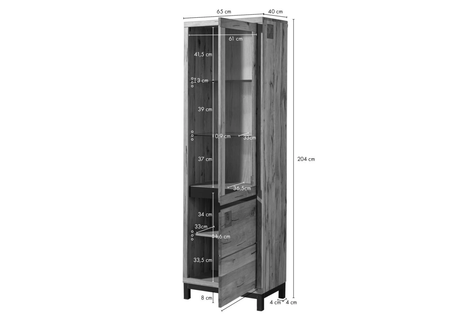 Vetrina In Legno Quercia Selvatica - Oliato / Natur 65x40x205 VILLANDERS #146 10 Vetrina In Legno Quercia Selvatica - Oliato / Natur 65x40x205 VILLANDERS #146 - immagine 8