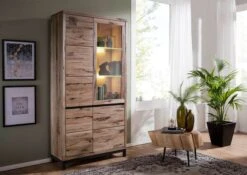 Vetrina In Legno Di Quercia Selvatica 103x40x205 Bianco Oliato VILLANDERS #201