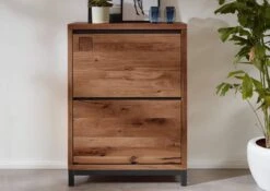 VILLANDERS #335 Comò In Legno Di Quercia Selvatica - Oliato / Tabacco 90x40x120 -Massivmoebel24 48 330 200 2035 3