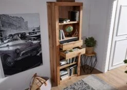 Scaffale In Legno Di Quercia Selvatica/ Cerro 71x35x190 Quercia Naturale Oliato MONTREUX #124 -Massivmoebel24 48 350 100 0024 4