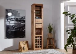 Porta Bottiglie In Legno Di Quercia Selvatica/ Cerro 42x35x191 Quercia Naturale Oliato MONTREUX #125