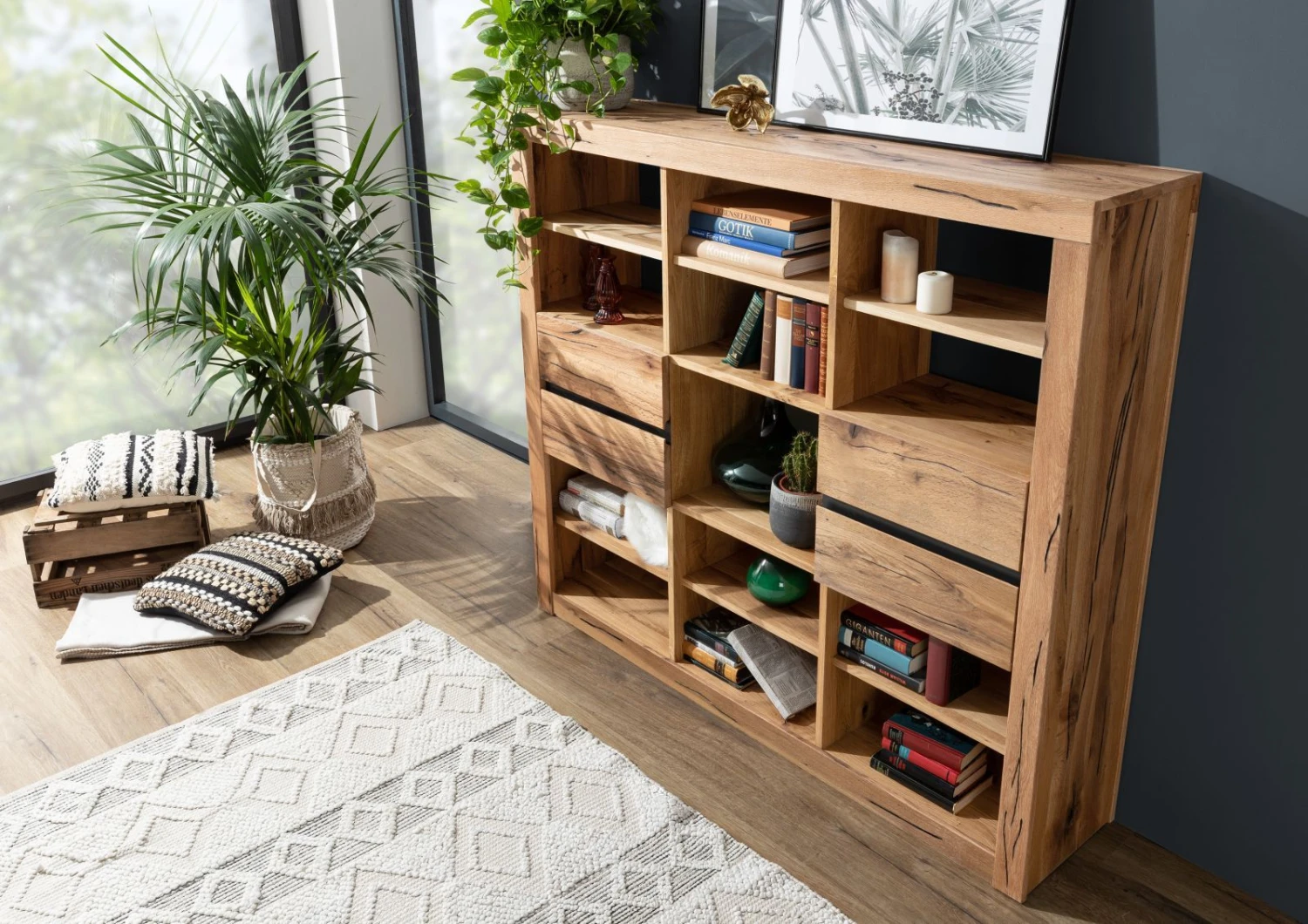 Scaffale In Legno Di Quercia Selvatica/ Cerro 160x36x140 Quercia Naturale Oliato MONTREUX #043 4 Scaffale In Legno Di Quercia Selvatica/ Cerro 160x36x140 Quercia Naturale Oliato MONTREUX #043 - immagine 2