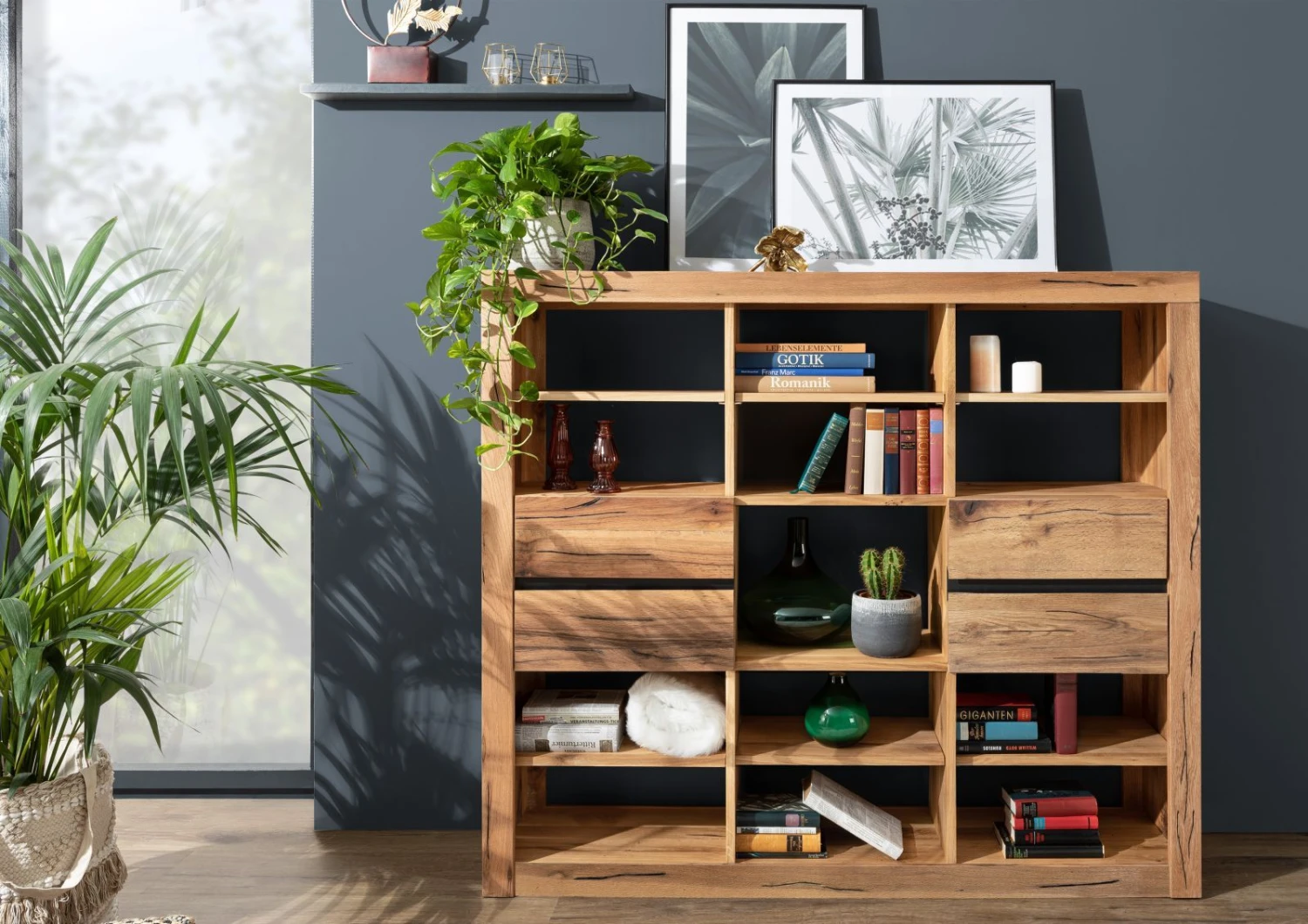 Scaffale In Legno Di Quercia Selvatica/ Cerro 160x36x140 Quercia Naturale Oliato MONTREUX #043 5 Scaffale In Legno Di Quercia Selvatica/ Cerro 160x36x140 Quercia Naturale Oliato MONTREUX #043 - immagine 3