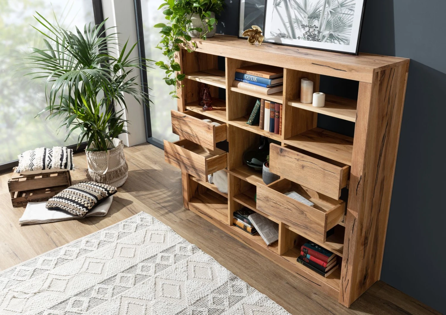 Scaffale In Legno Di Quercia Selvatica/ Cerro 160x36x140 Quercia Naturale Oliato MONTREUX #043 6 Scaffale In Legno Di Quercia Selvatica/ Cerro 160x36x140 Quercia Naturale Oliato MONTREUX #043 - immagine 4