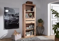 Scaffale In Legno Di Quercia Selvatica/ Cerro 71x35x190 Bianco Oliato MONTREUX #224