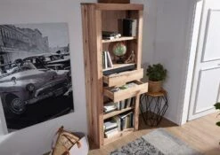 Scaffale In Legno Di Quercia Selvatica/ Cerro 71x35x190 Bianco Oliato MONTREUX #224 -Massivmoebel24 48 350 100 1024 4