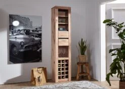 Porta Bottiglie In Legno Di Quercia Selvatica/ Cerro 42x35x191 Bianco Oliato MONTREUX #225