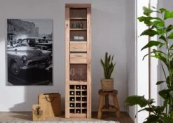 Porta Bottiglie In Legno Di Quercia Selvatica/ Cerro 42x35x191 Bianco Oliato MONTREUX #225 -Massivmoebel24 48 350 100 1025 3