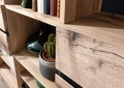 Scaffale In Legno Di Quercia Selvatica/ Cerro 160x36x140 Bianco Oliato MONTREUX #143 -Massivmoebel24 48 350 100 1043 5