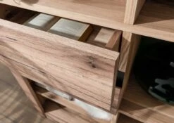 Scaffale In Legno Di Quercia Selvatica/ Cerro 160x36x140 Bianco Oliato MONTREUX #143 -Massivmoebel24 48 350 100 1043 6